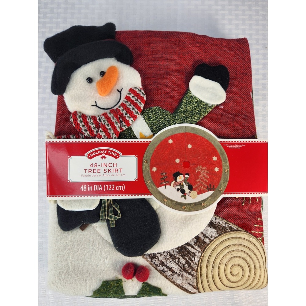 NEW HOLIDAY TIME 48 Inch Tree Skirt Christmas Snowman